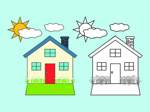 Download White and Blue House Kids Coloring - Premium Resources