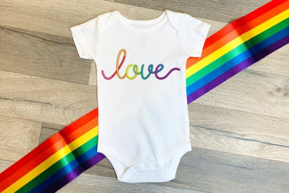 Download Cursive Rainbow Love Embroidery - Rainbow Collection
