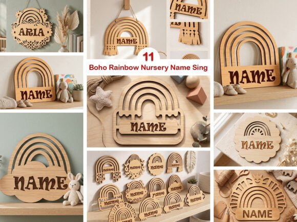 Download Laser Cut Boho Rainbow Blank Name Sign - Rainbow Collection
