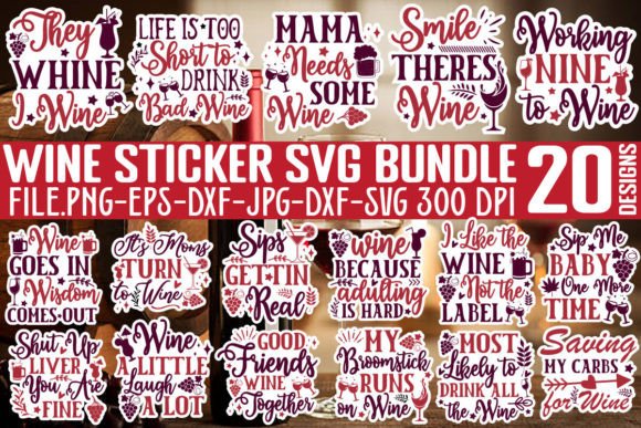 Download Wine Sticker SVG Bundle,Wine SVG Cut Fil - Sticker Collection