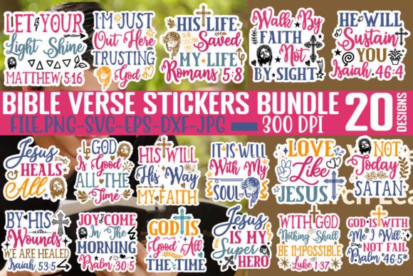 Download Bible Verse Stickers Bundle, Bible SVG - Sticker Collection