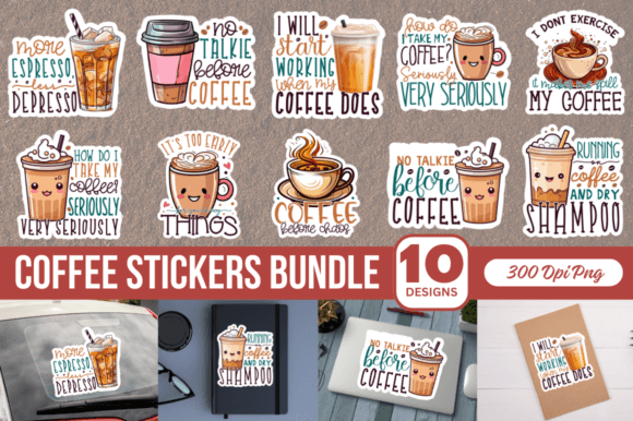 Download Coffee Printable Stickers Bundle - Sticker Collection