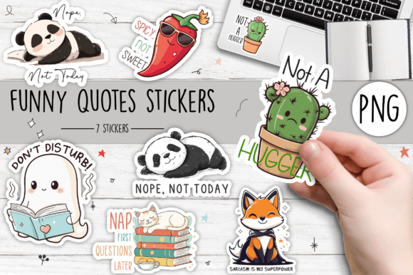 Download Funny Quotes Stickers Set SVG - Sticker Collection