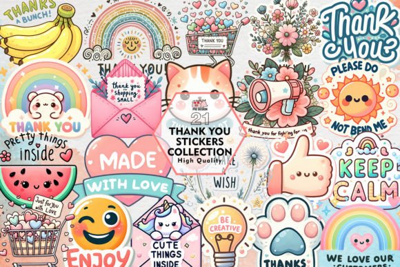 Download Thank You Stickers Bundle Clipart PNG - Sticker Collection