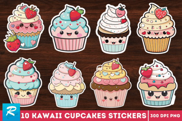 Download Kawaii Cupcakes Valentine Stickers Png - Sticker Collection
