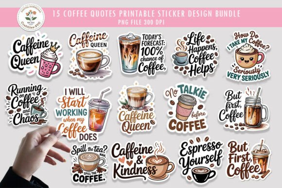 Download Coffee Quotes Printable Sticker Bundle - Sticker Collection